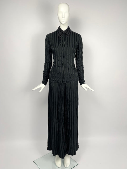 Jean Paul Gaultier 1990’s Wrinkled Satin Pinstripe suit