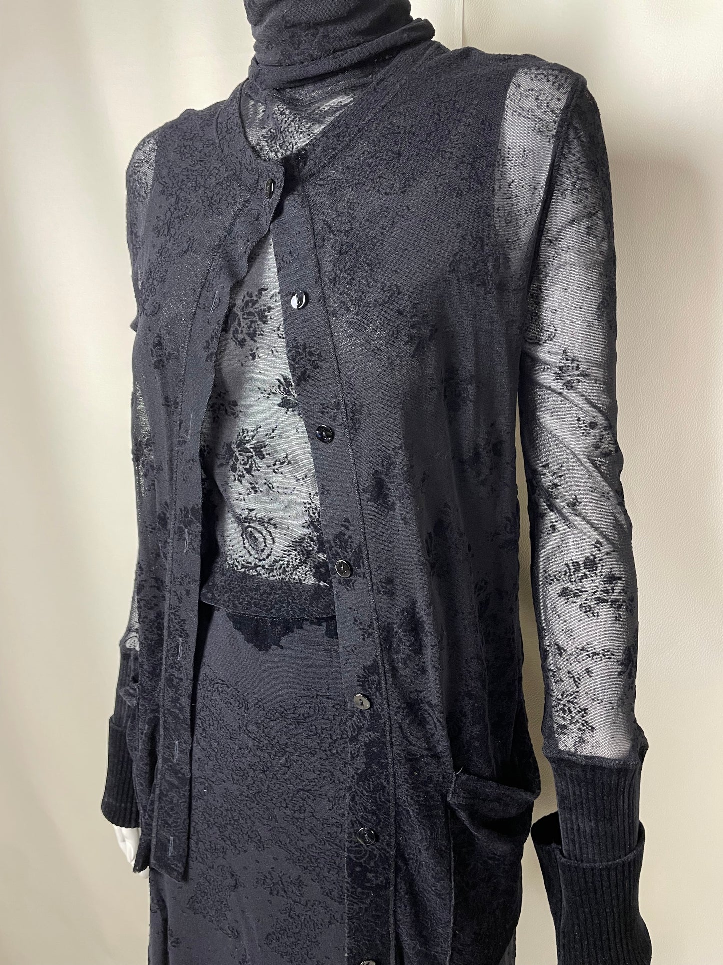 Jean Paul Gaultier 1990’s Lace and Velour Mesh Set (L)