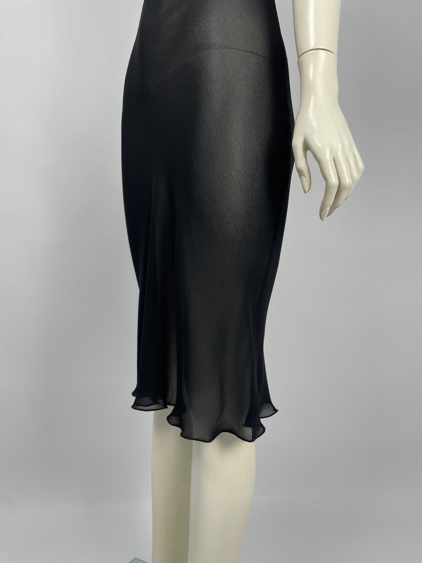 Blumarine 1990’s black mesh bias cut dress.