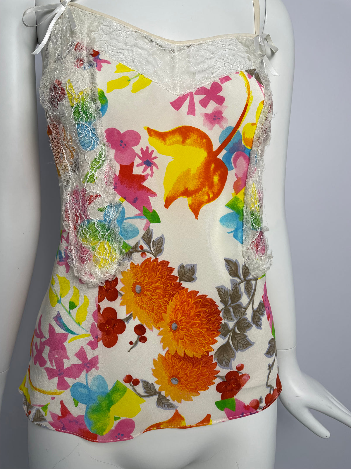 Dior by John Galliano S/S 2006 flower print cut silk top