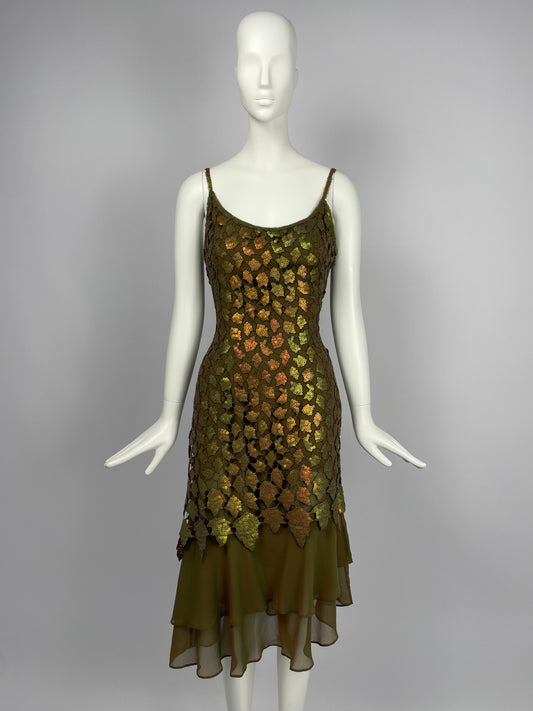 Georges Rech 1990's satin leaf dress