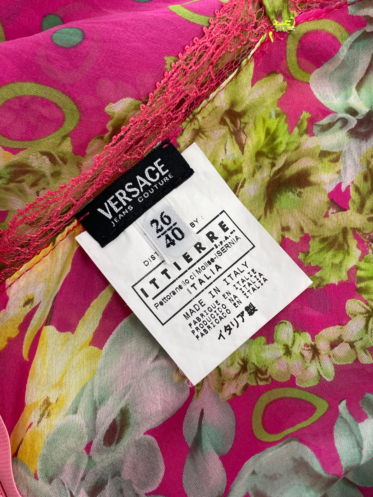Versace 2000's Pink Flower Print Mini dress