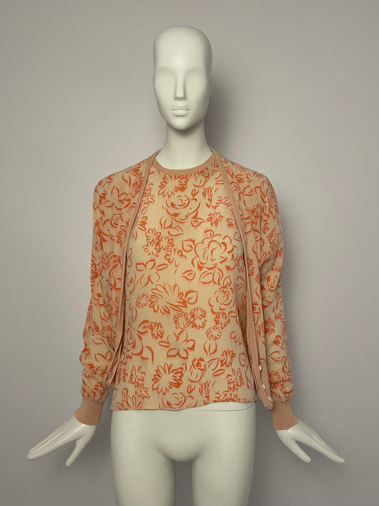 Gianni Versace 1980's Silk printed twin set