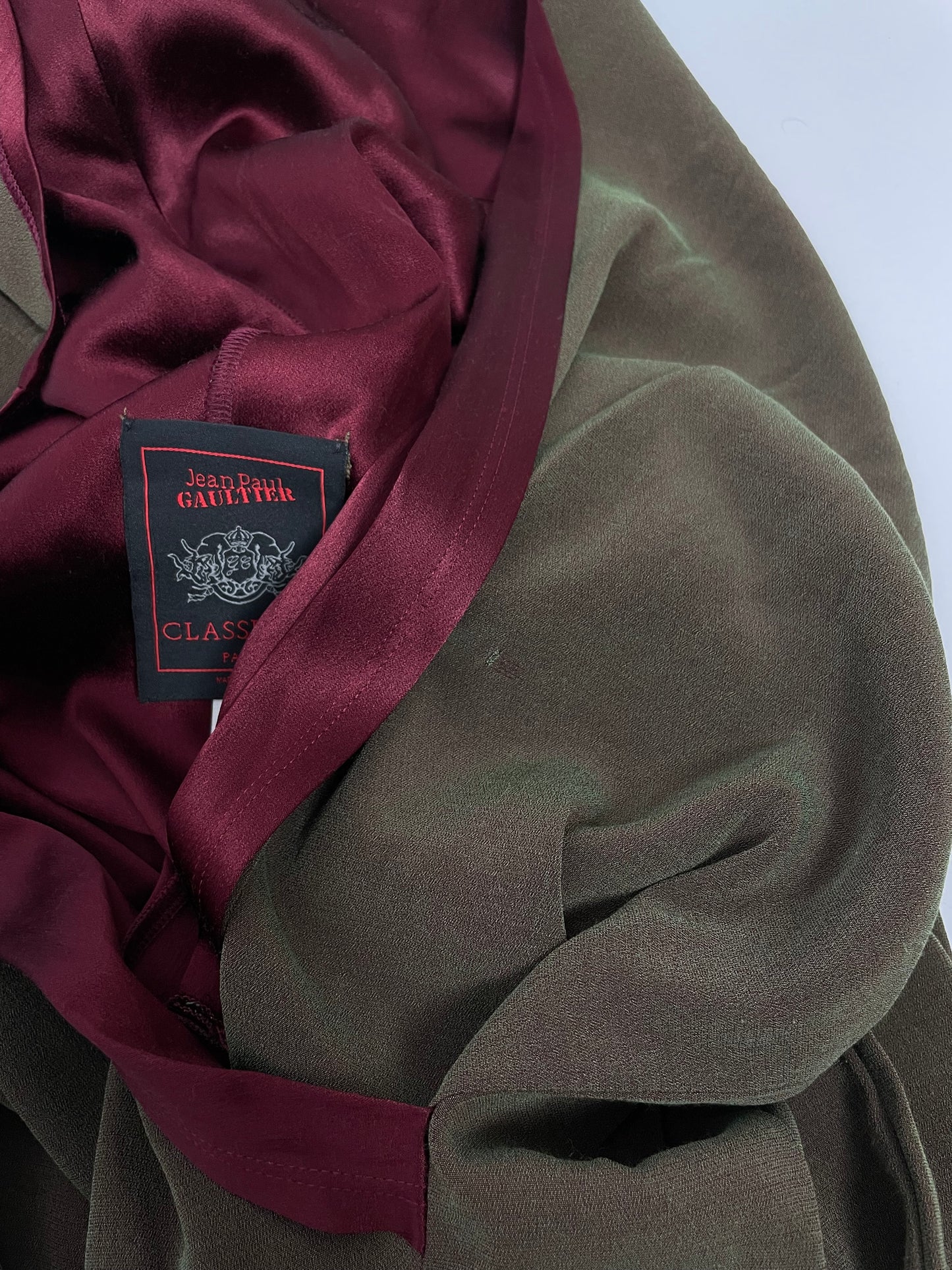 Jean Paul Gaultier 1990’s satin wide neckline gown.