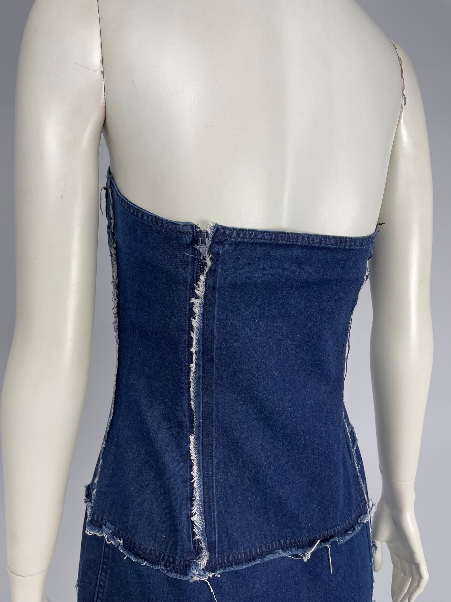 Plein Sud 1990’s Denim bustier mini dress