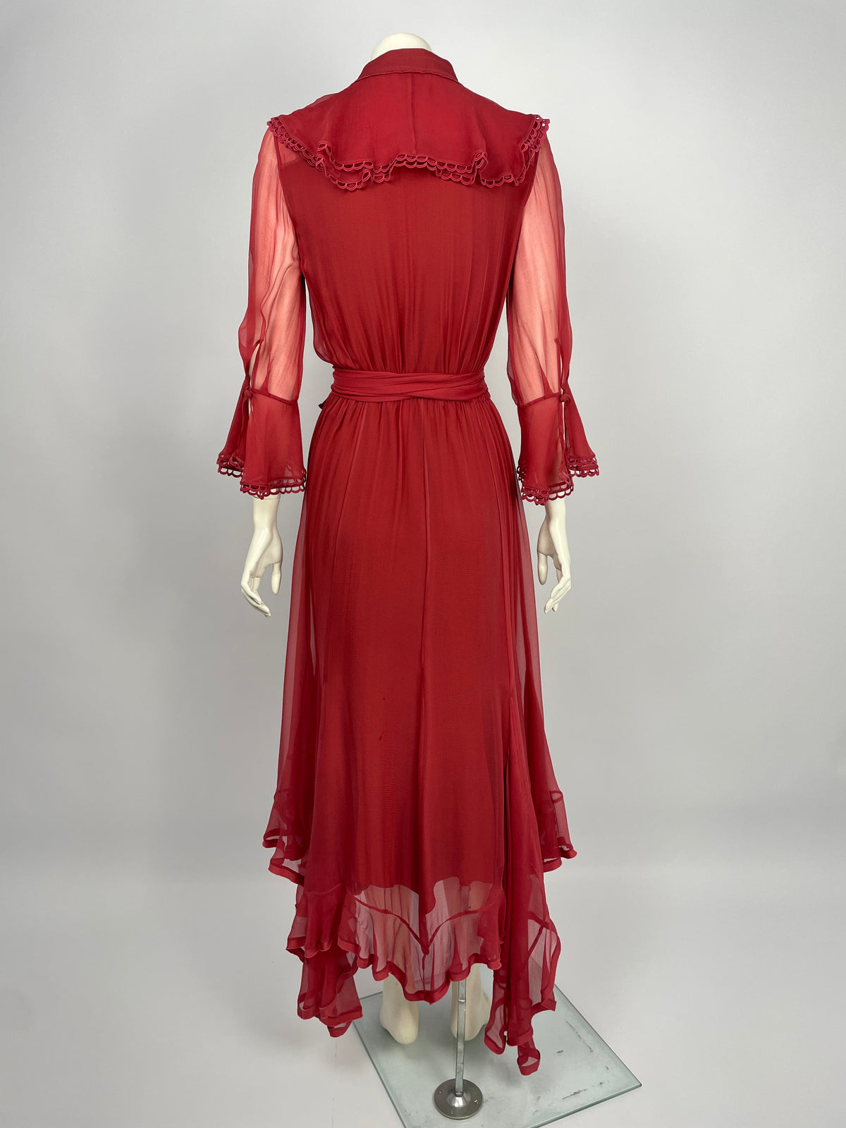 Chloé A/W 2017 red ruffled tie maxi dress.