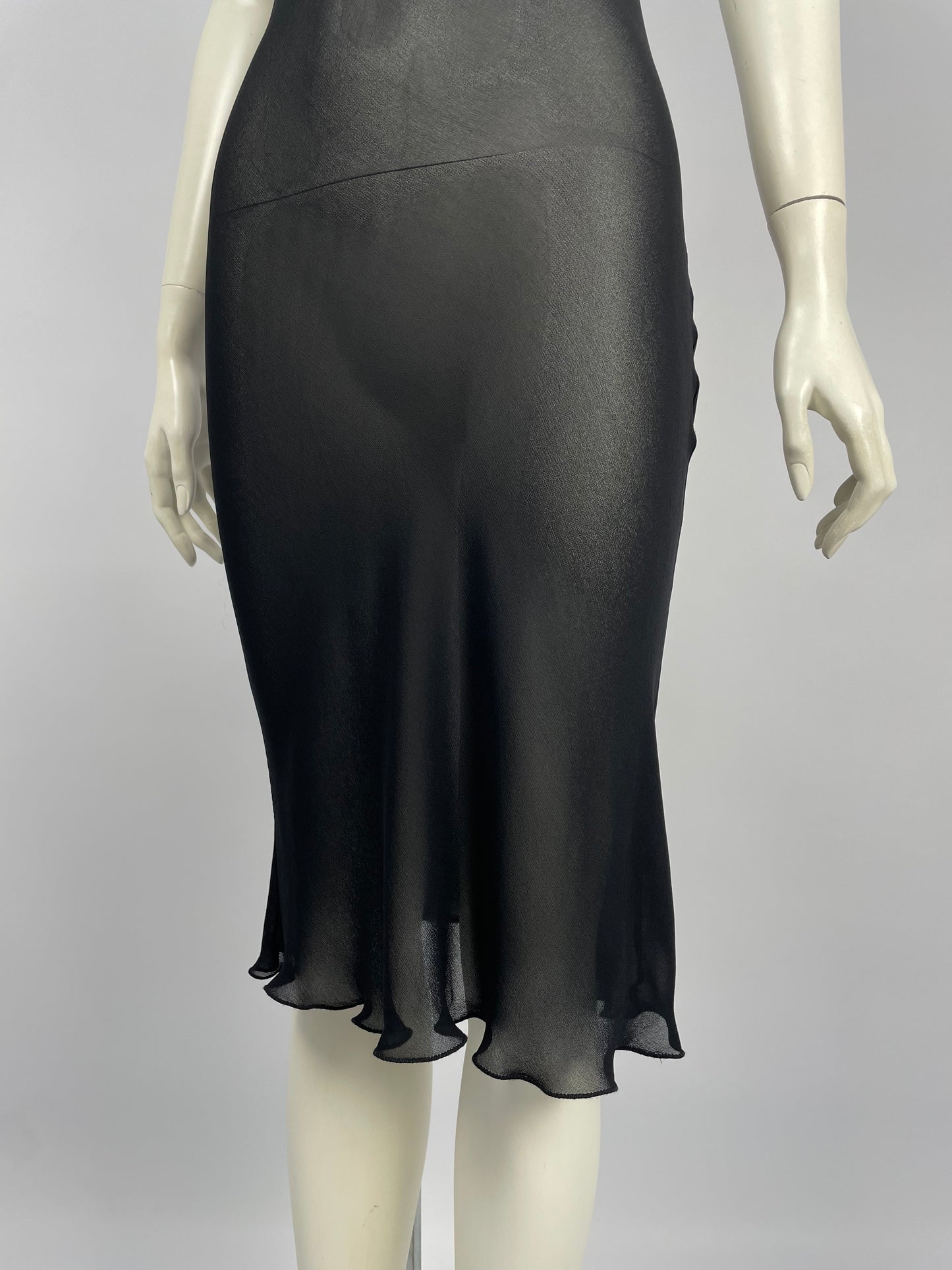 Blumarine 1990’s black mesh bias cut dress.
