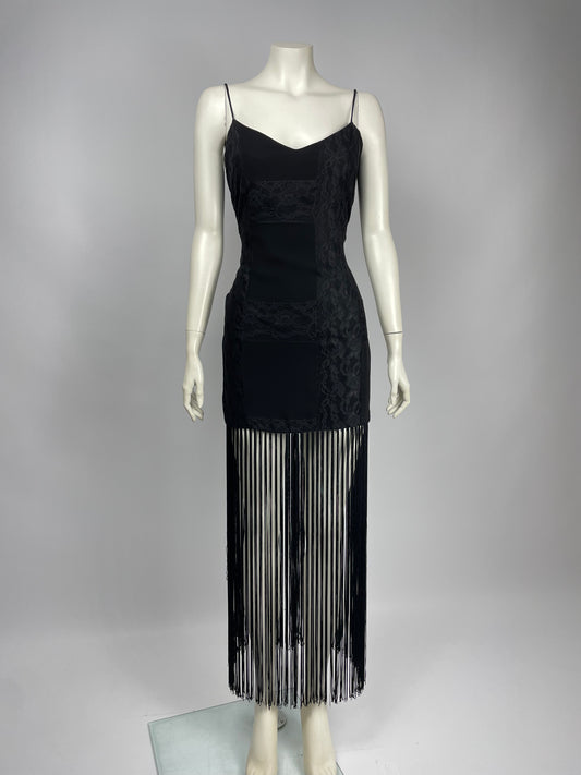 Dolce & Gabbana F/W 1993 Fringes And lace maxi dress.