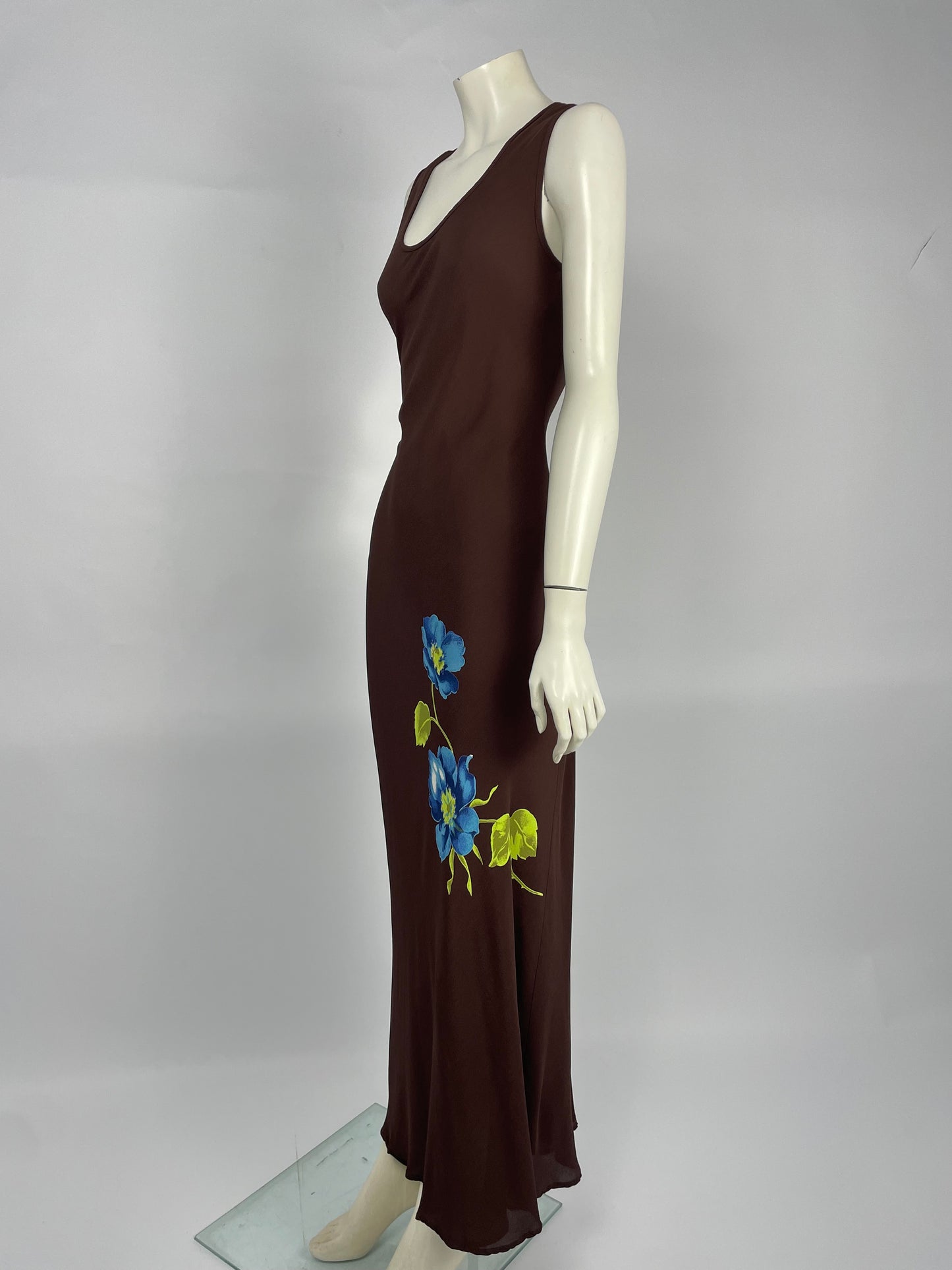 Gerard Darel 1990's Flower print bias cut maxi dress