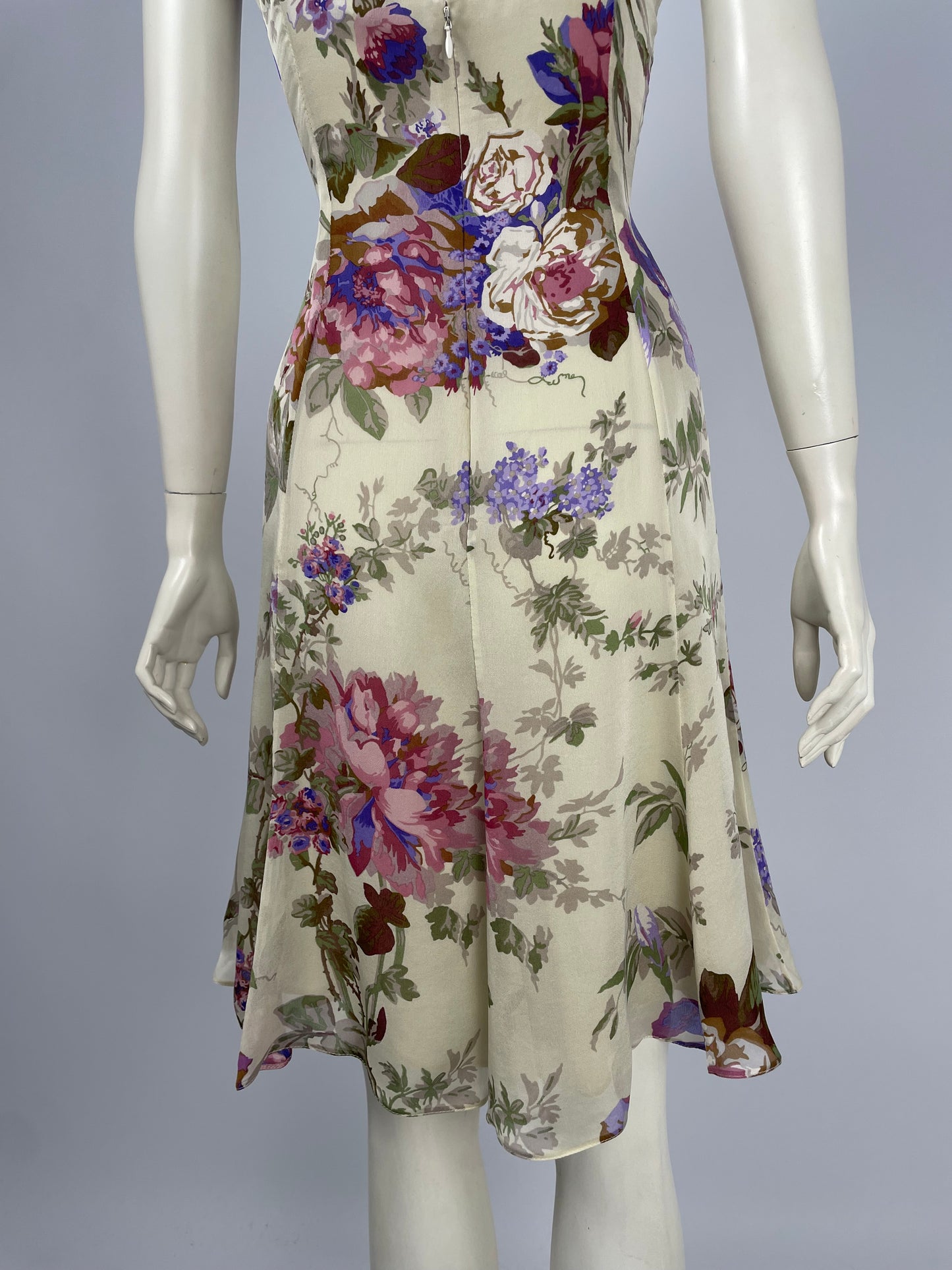 Giorgio Armani early 2000’s cowl neckline flower dress.
