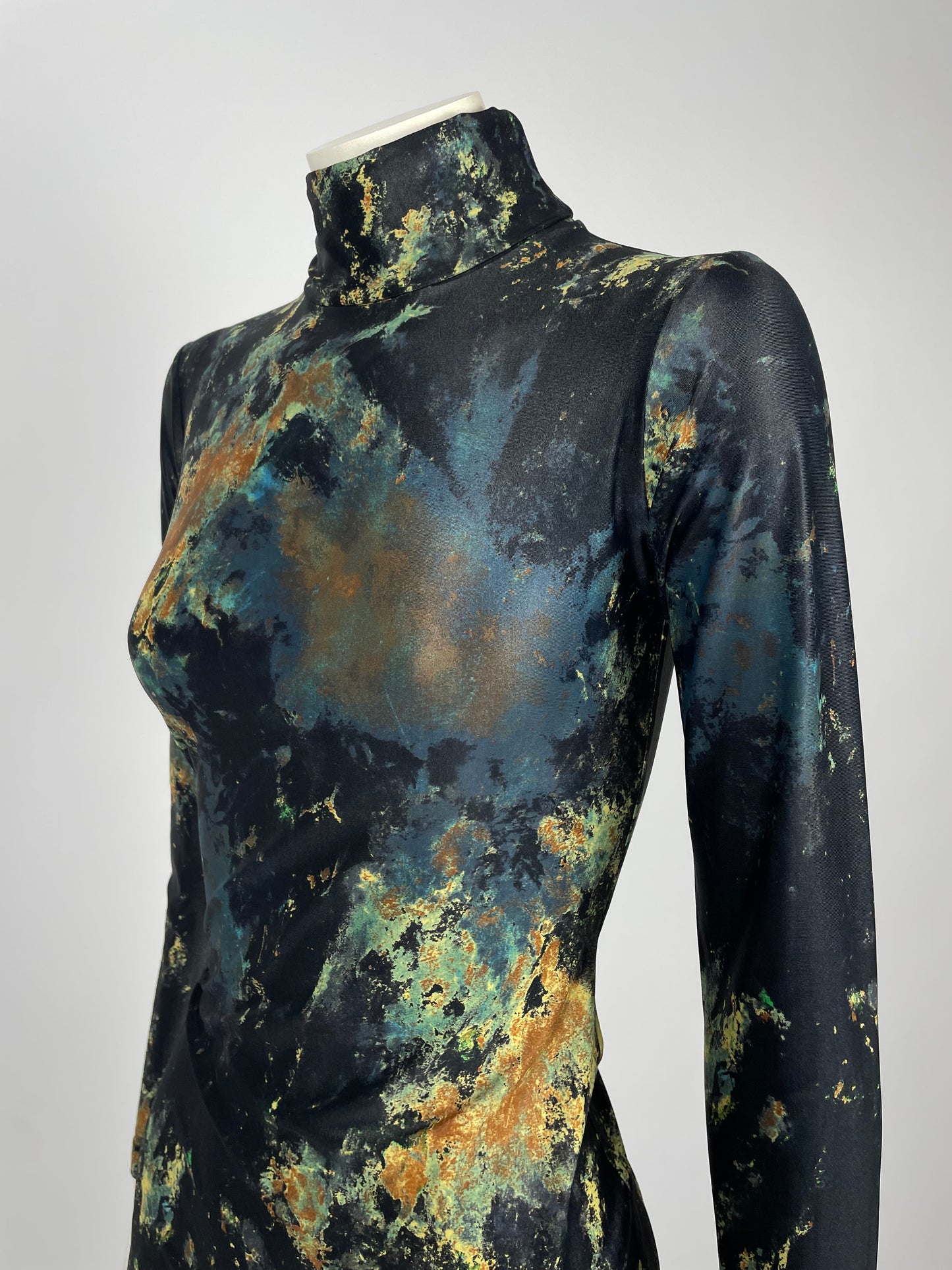 Plein Sud 1990’s Printed turtleneck dress.
