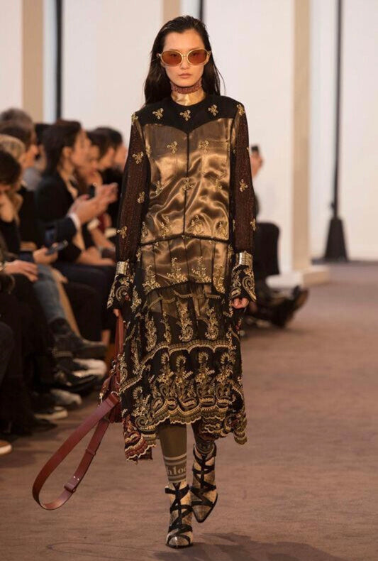 Chloe F/W 2018 ruffled net maxi dress.