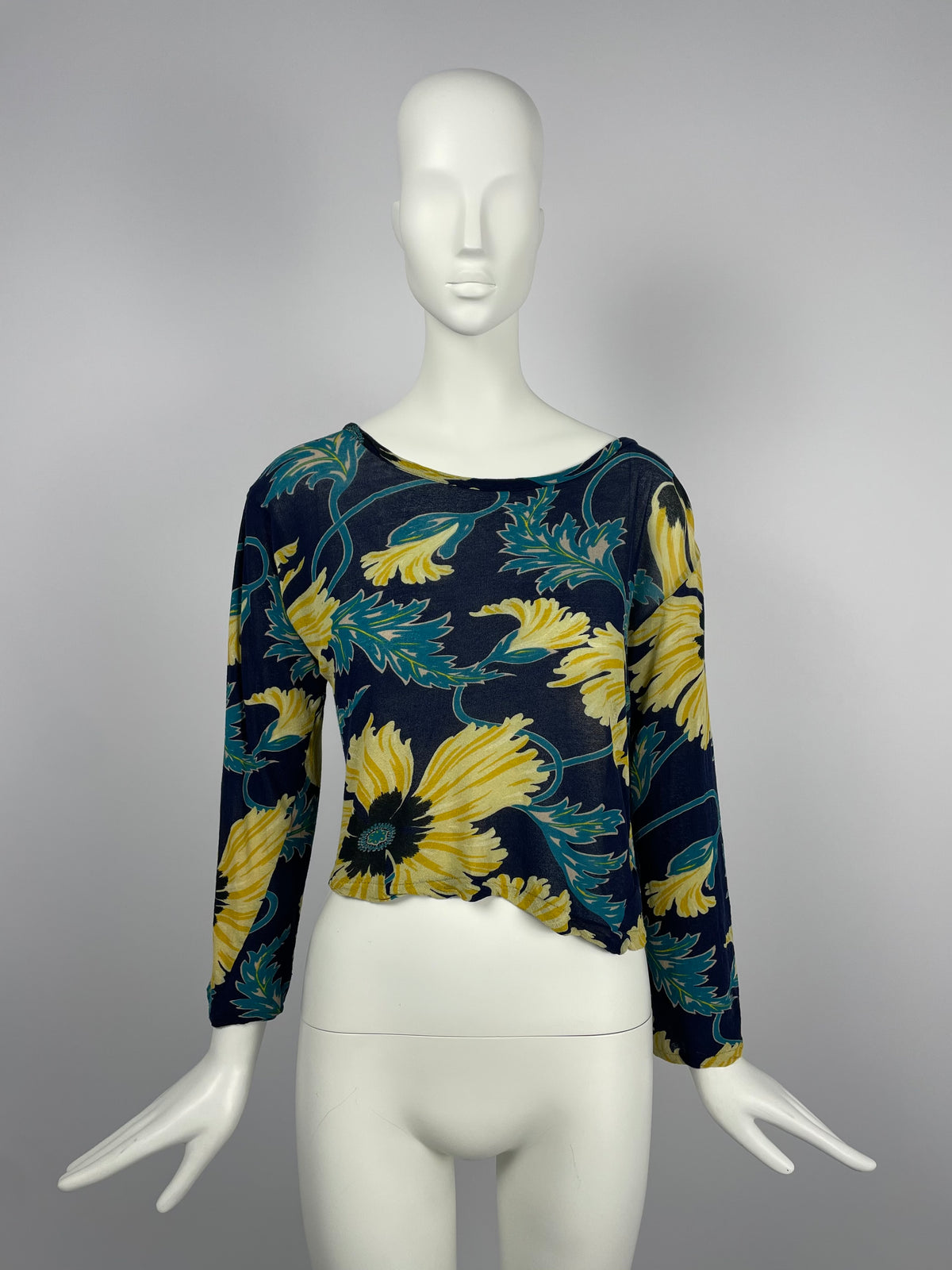 Yohji Yamamoto 2000's Floral print mesh top