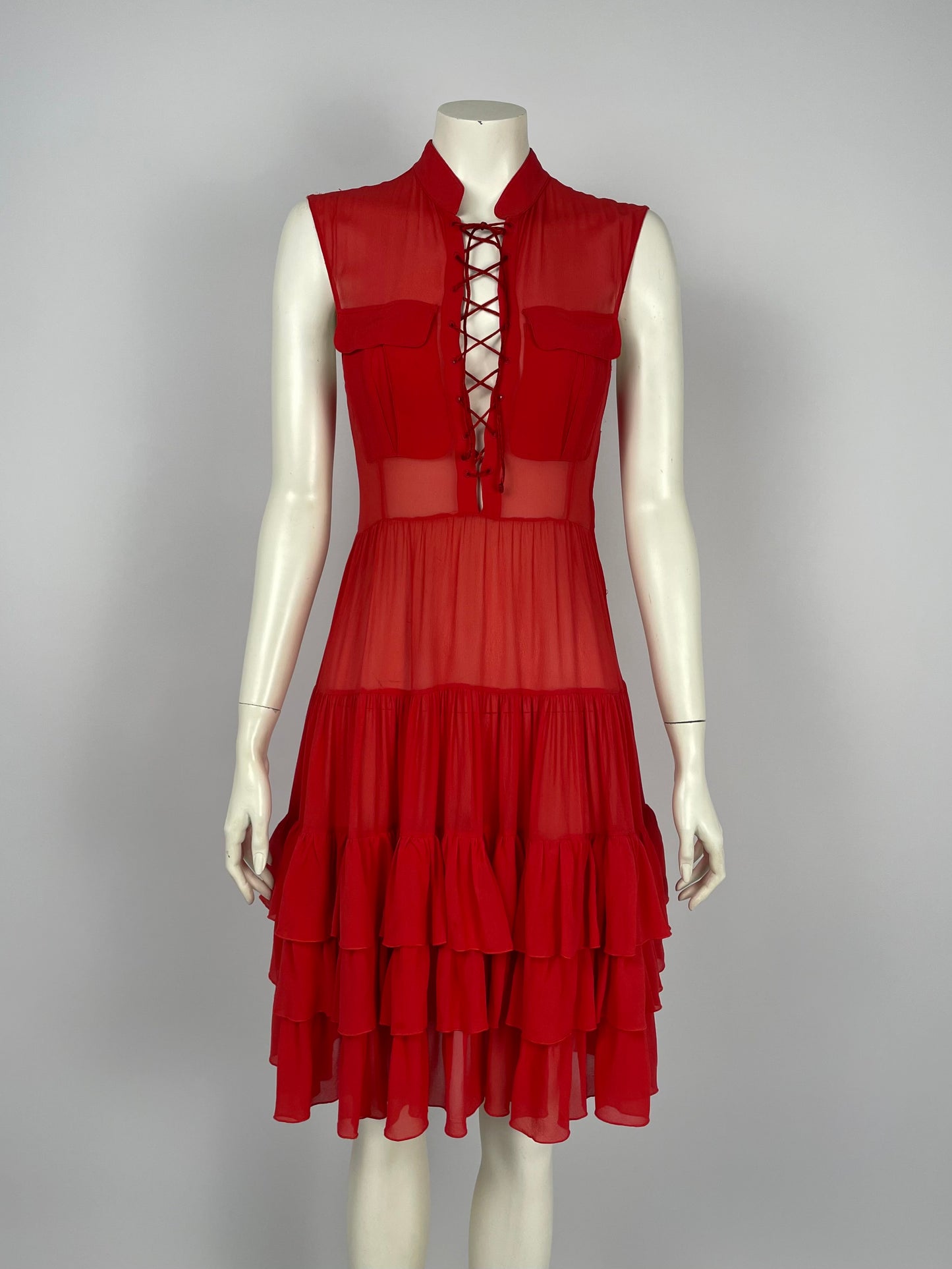 Blumarine 2000’s bondage ruffled dress.