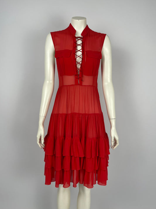 Blumarine 2000’s bondage ruffled dress.