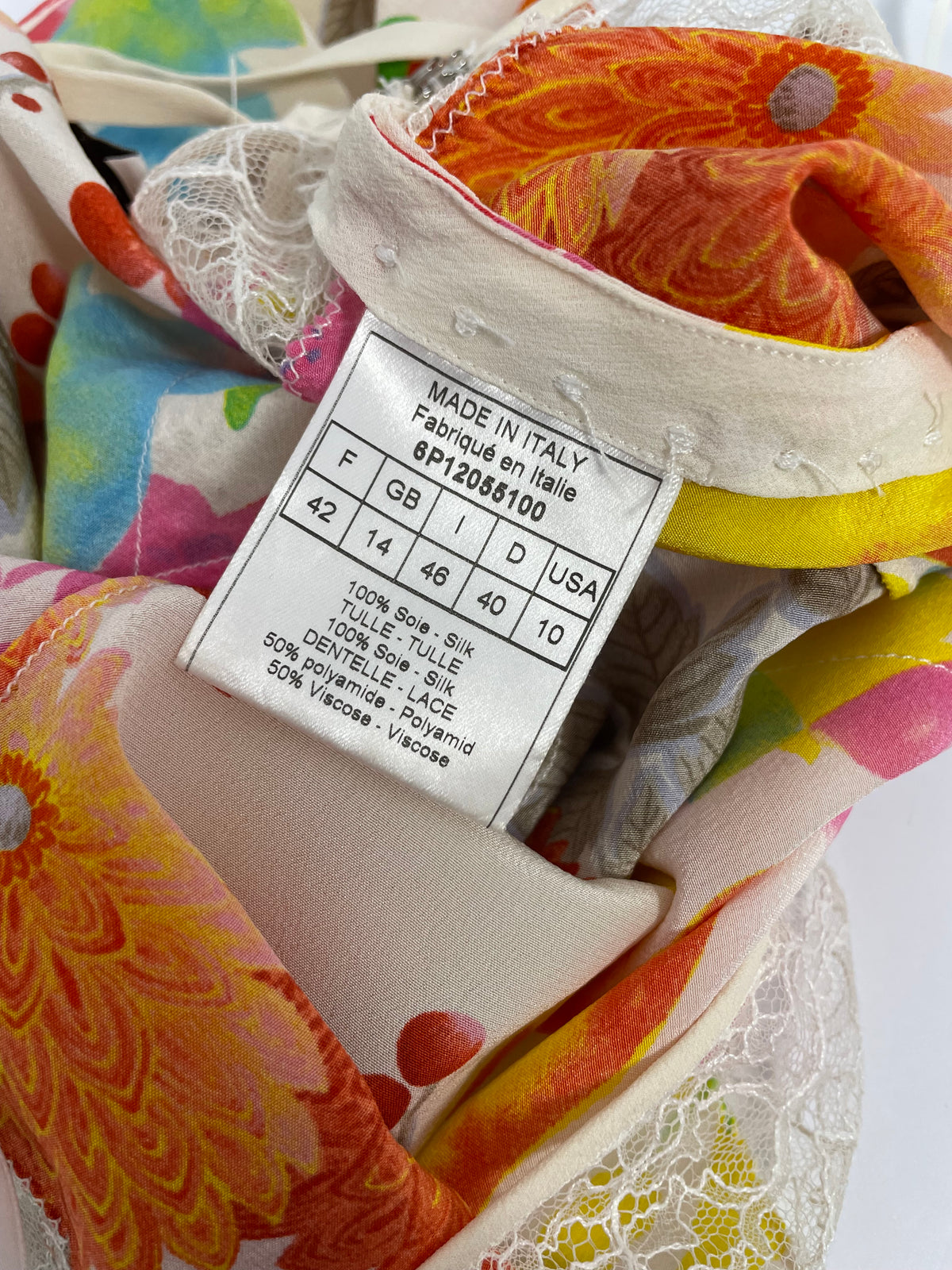 Dior by John Galliano S/S 2006 flower print cut silk top