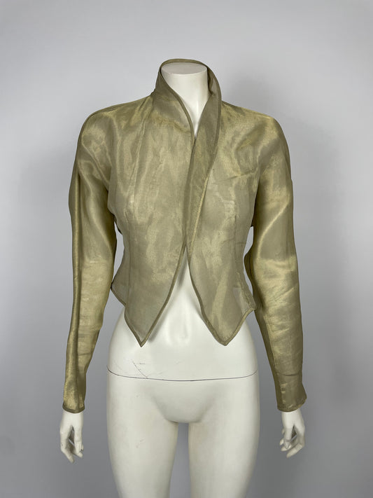 Lanvin 1990’s Silk twisted sleeves asymmetrical blouse