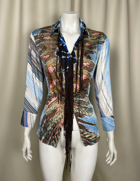 Roberto Cavalli S/S 2004 Silk Printed Chemise (M)