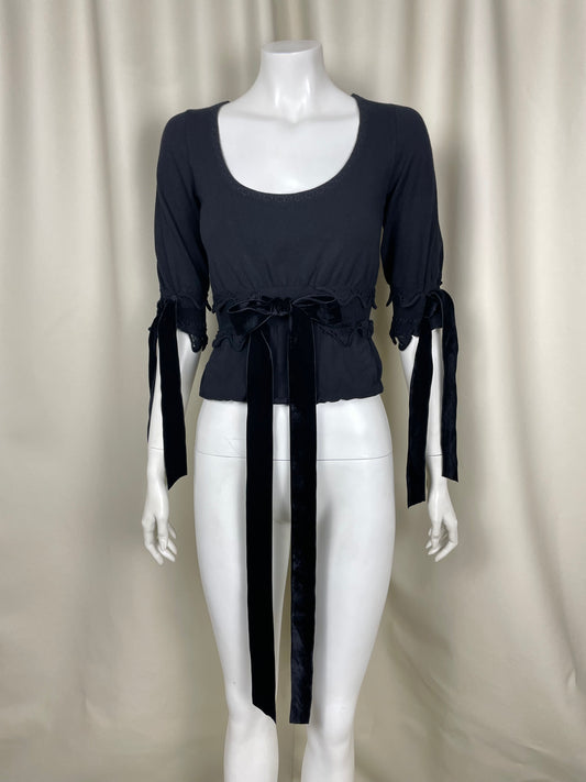 Saint Laurent by Tom Ford F/W 2002 Velour Tie Top (S)