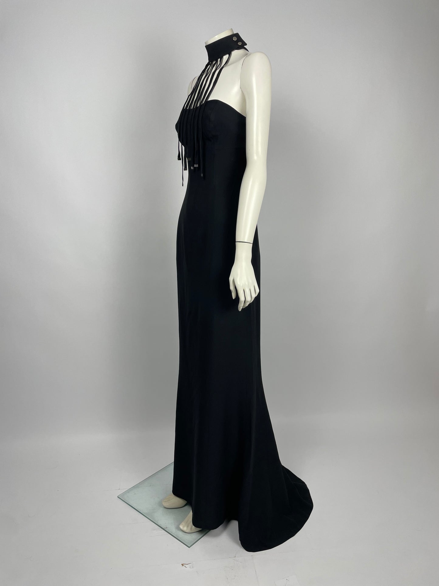 Claude Montana 1990’s metal fringes gown.