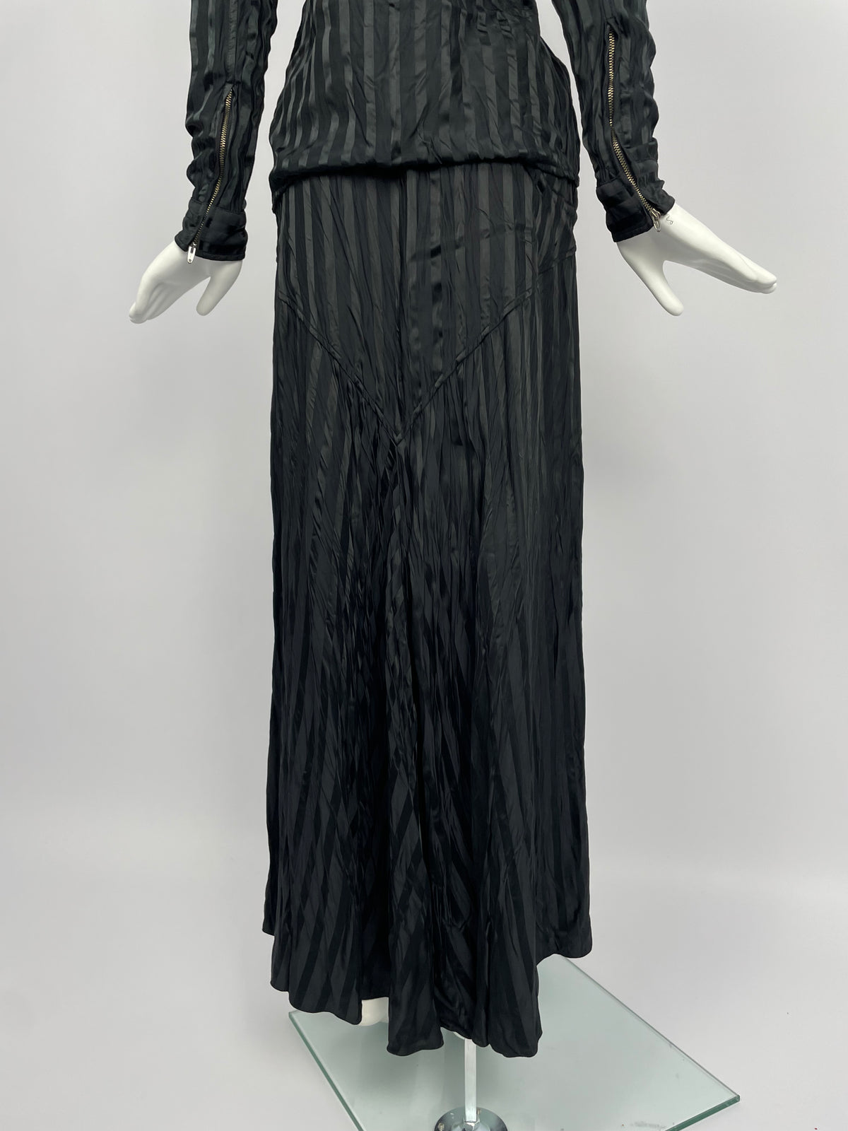 Jean Paul Gaultier 1990’s Wrinkled Satin Pinstripe suit