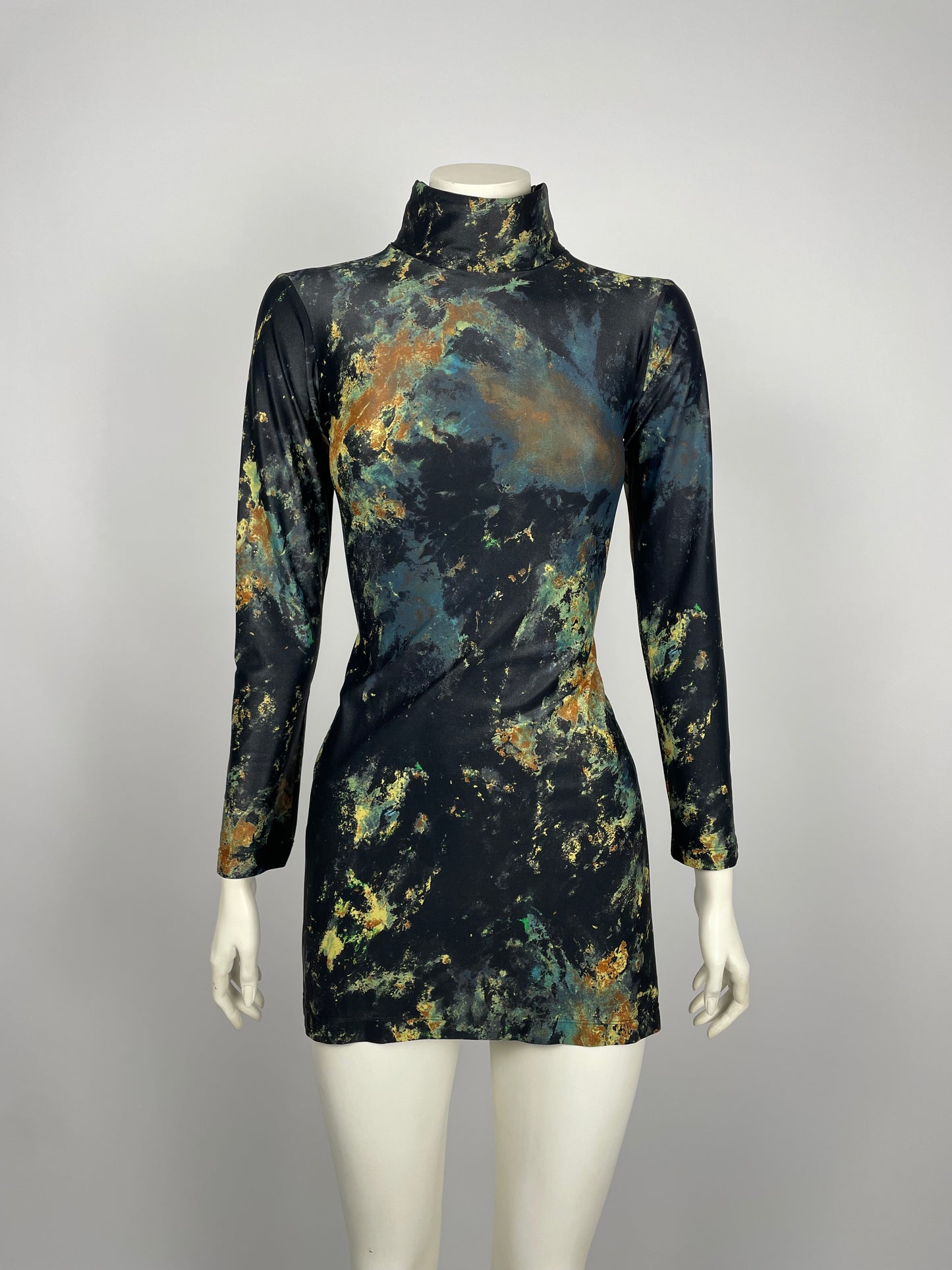 Plein Sud 1990’s Printed turtleneck dress.
