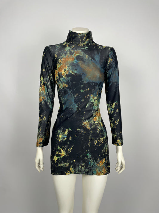 Plein Sud 1990’s Printed turtleneck dress.