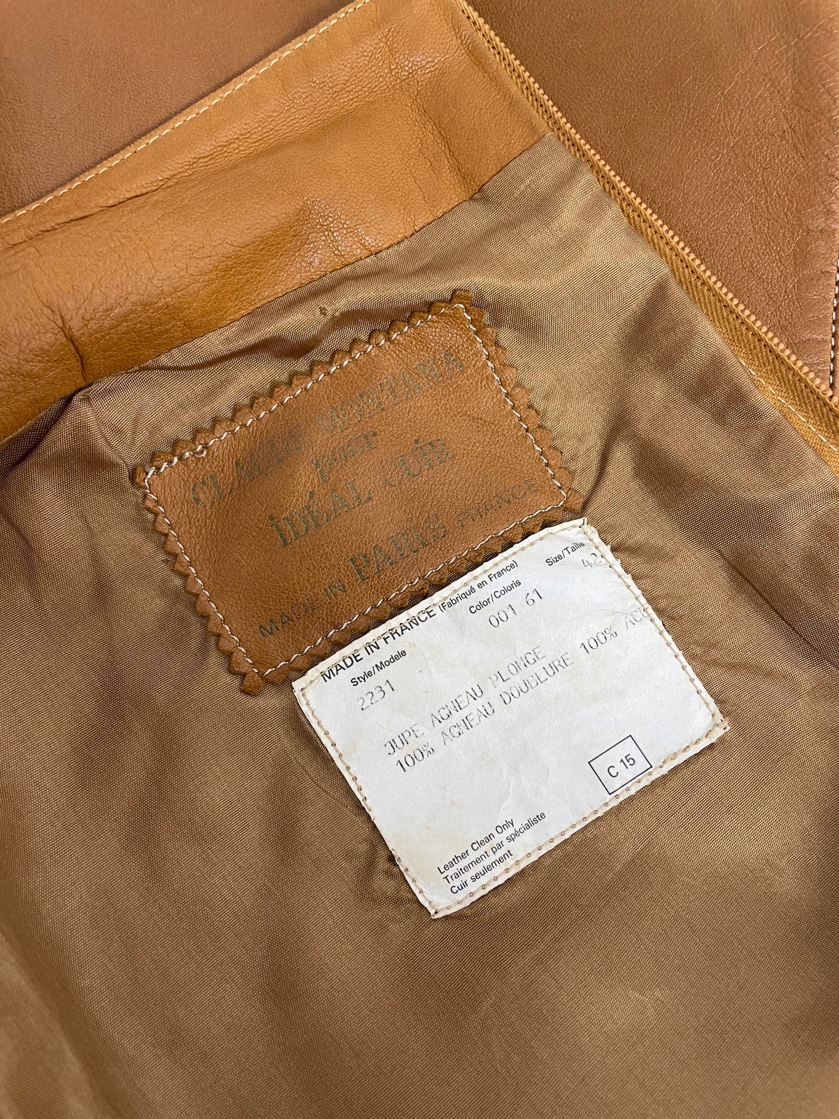 Claude Montana 1980's Ideal Cuirs leather skirt