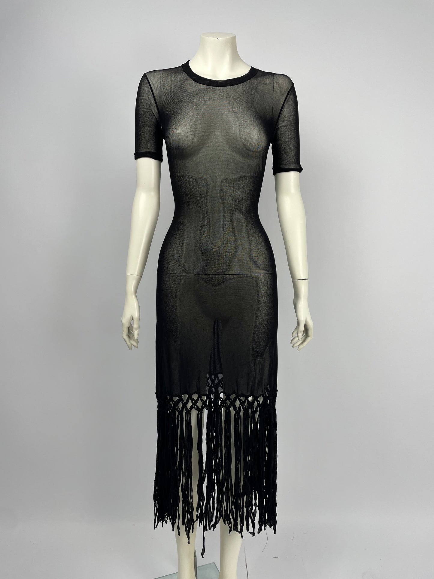 Jean Paul Gaultier 1990’s Fringes mesh maxi dress.