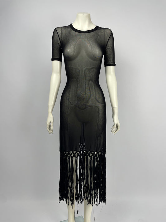 Jean Paul Gaultier 1990’s Fringes mesh maxi dress.