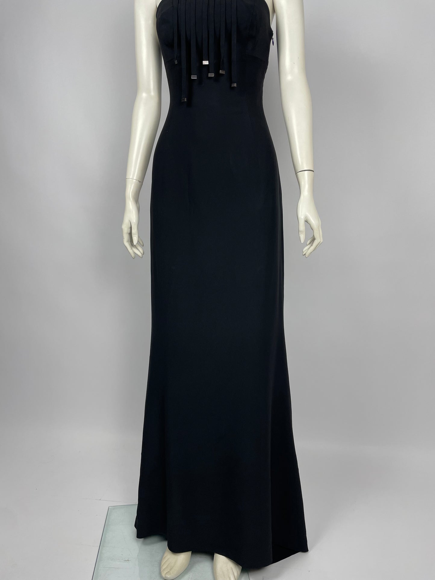 Claude Montana 1990’s metal fringes gown.