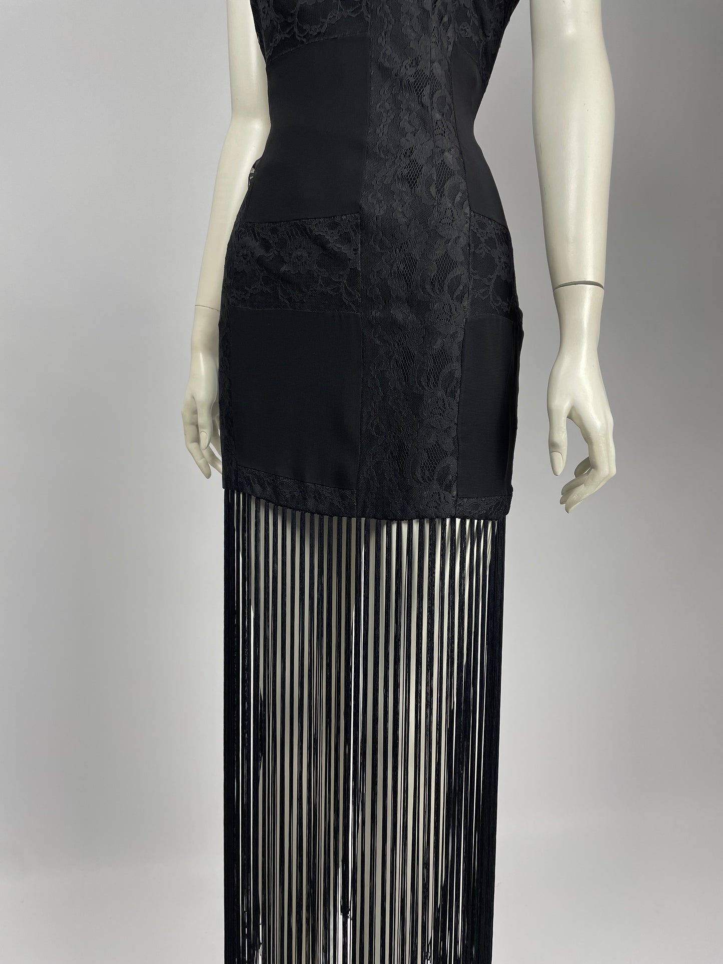 Dolce & Gabbana F/W 1993 Fringes And lace maxi dress.