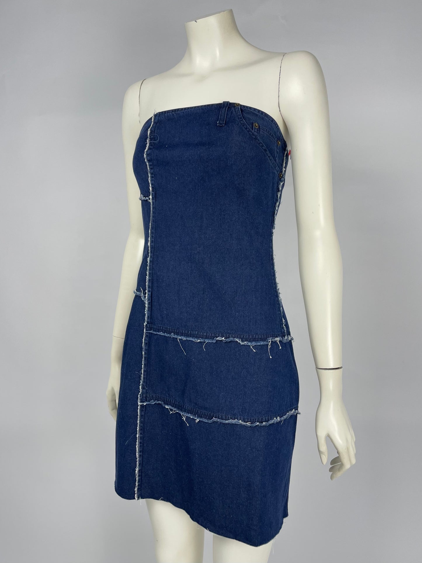 Plein Sud 1990’s Denim bustier mini dress