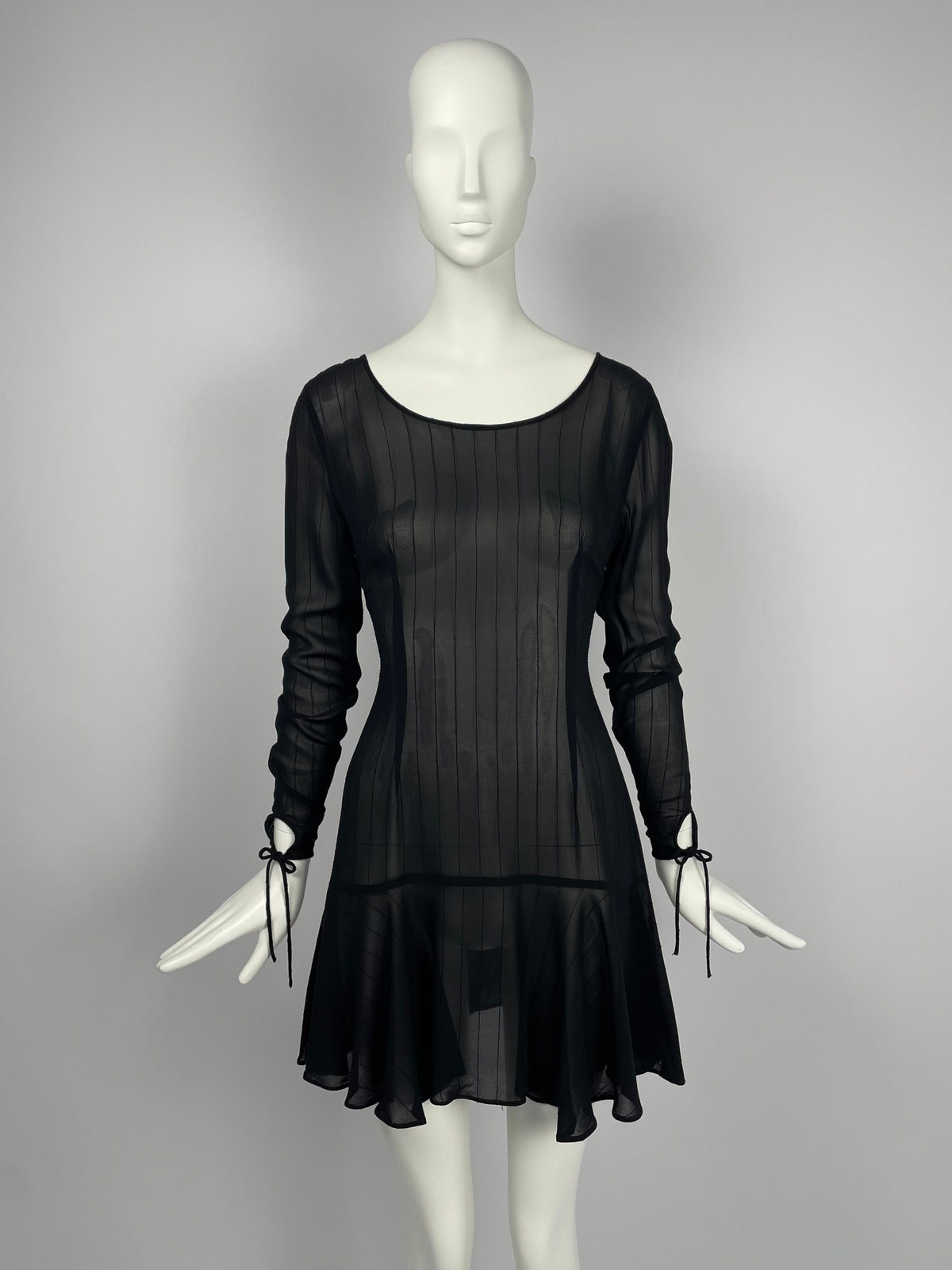 Dolce & Gabbana early 1990's black wide neckline mini dress