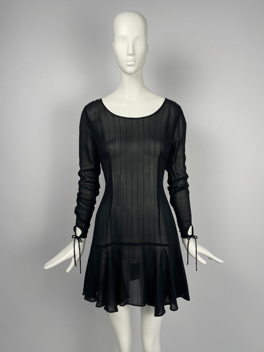Dolce & Gabbana early 1990's black wide neckline mini dress