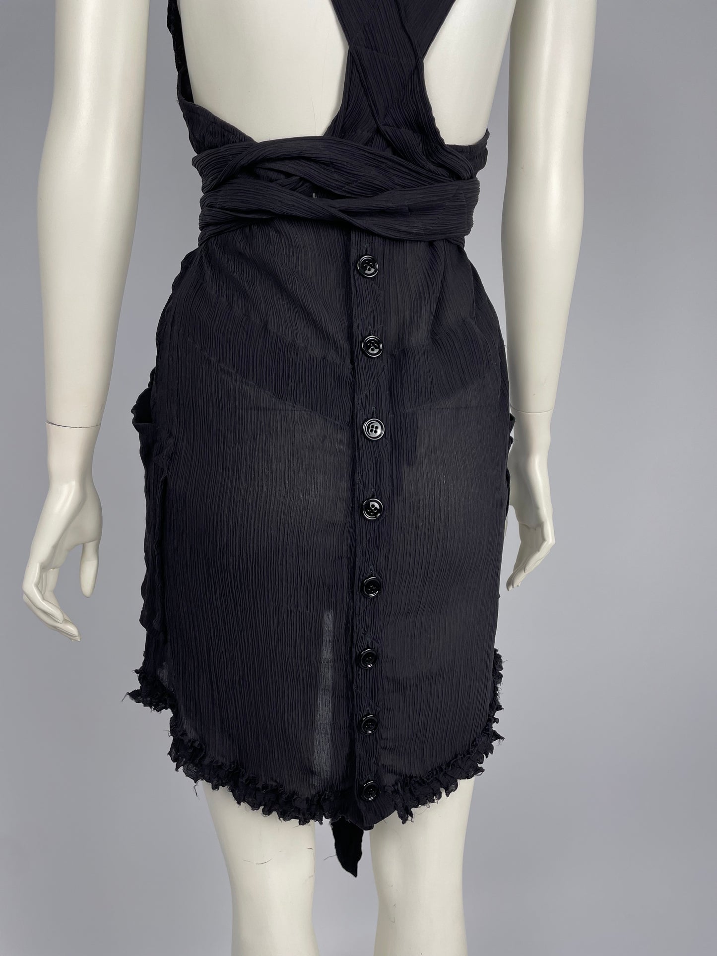 Saint Laurent 2000’s bondage wrinkled mini dress.