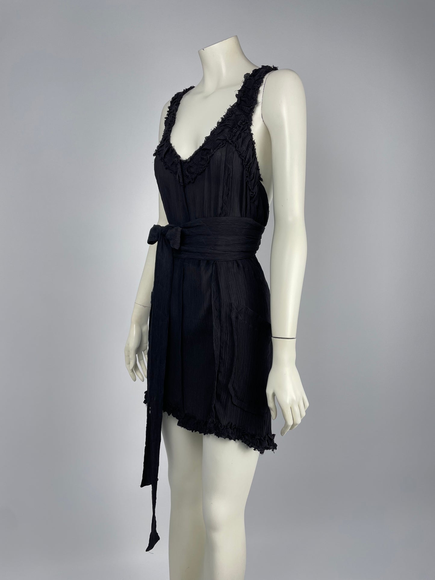 Saint Laurent 2000’s bondage wrinkled mini dress.
