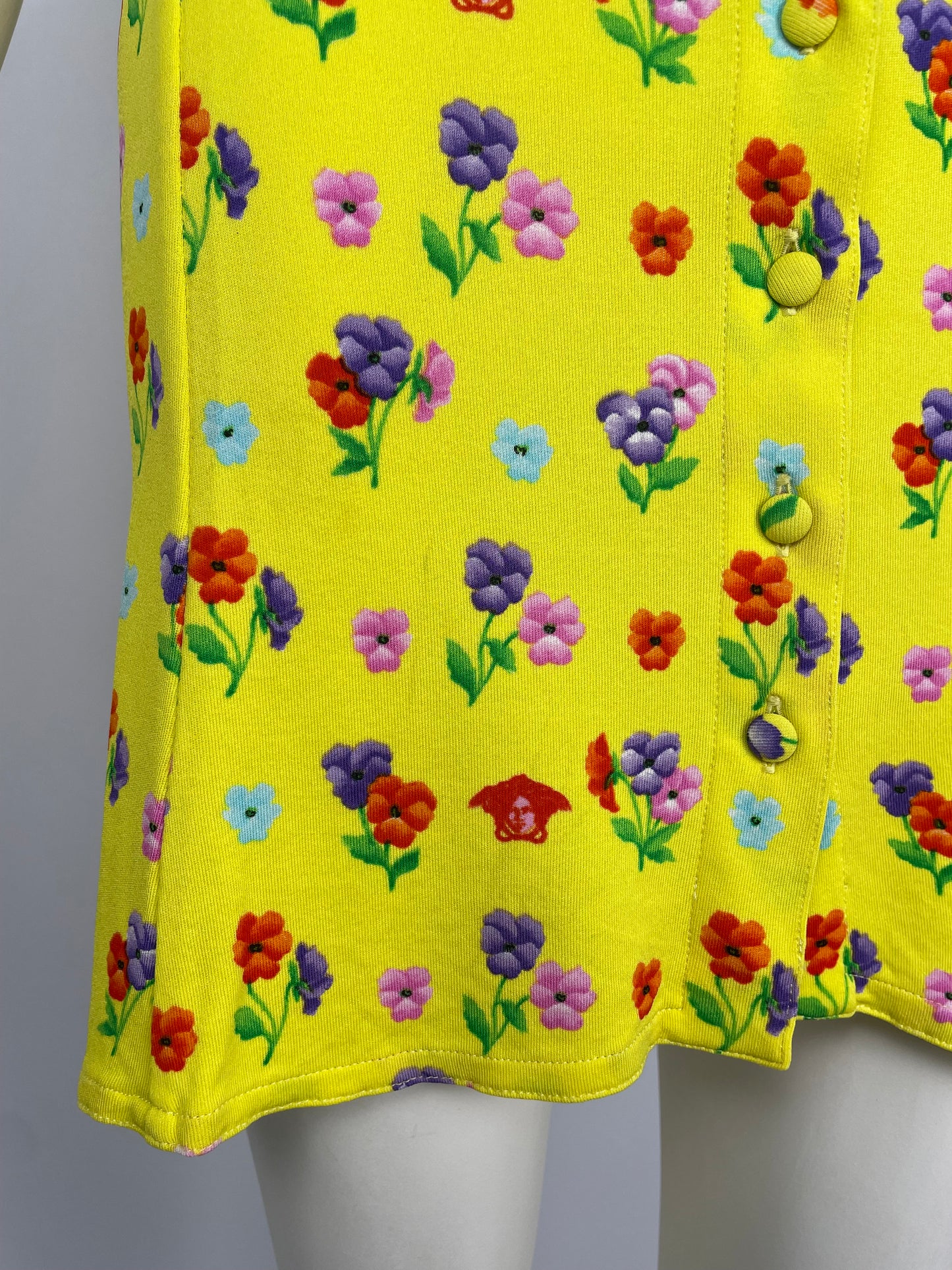 Gianni Versace S/S 1996 yellow button up dress.