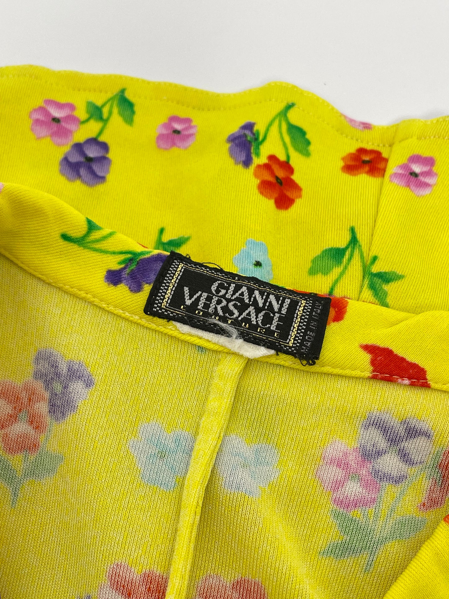 Gianni Versace S/S 1996 yellow button up dress.