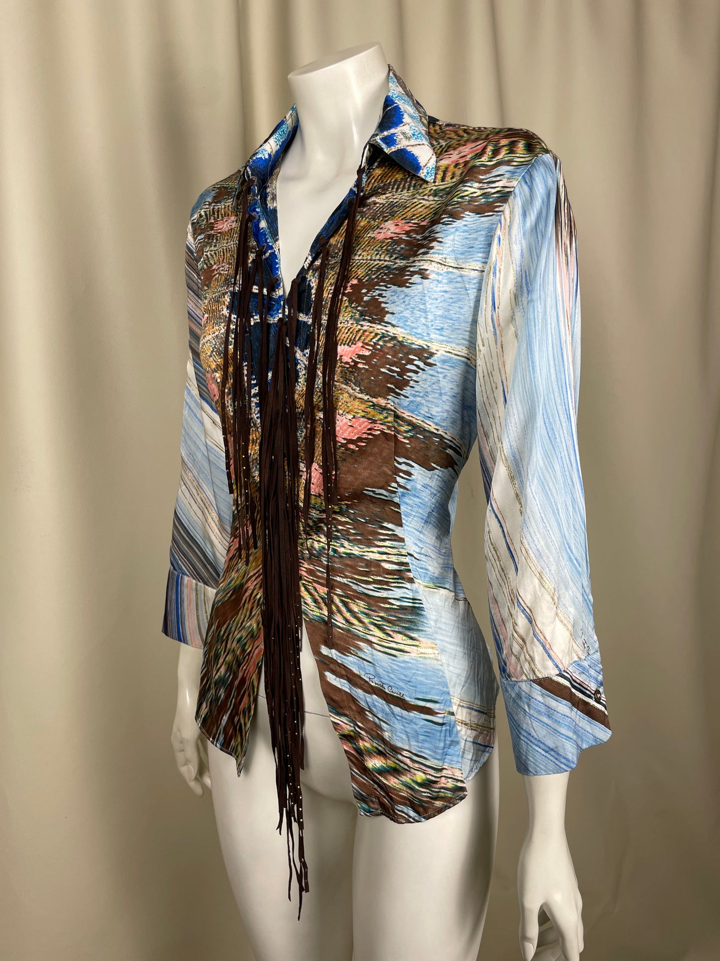 Roberto Cavalli S/S 2004 Silk Printed Chemise (M)