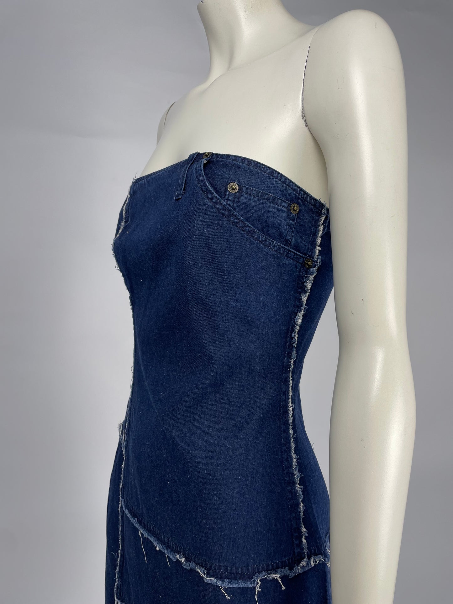Plein Sud 1990’s Denim bustier mini dress