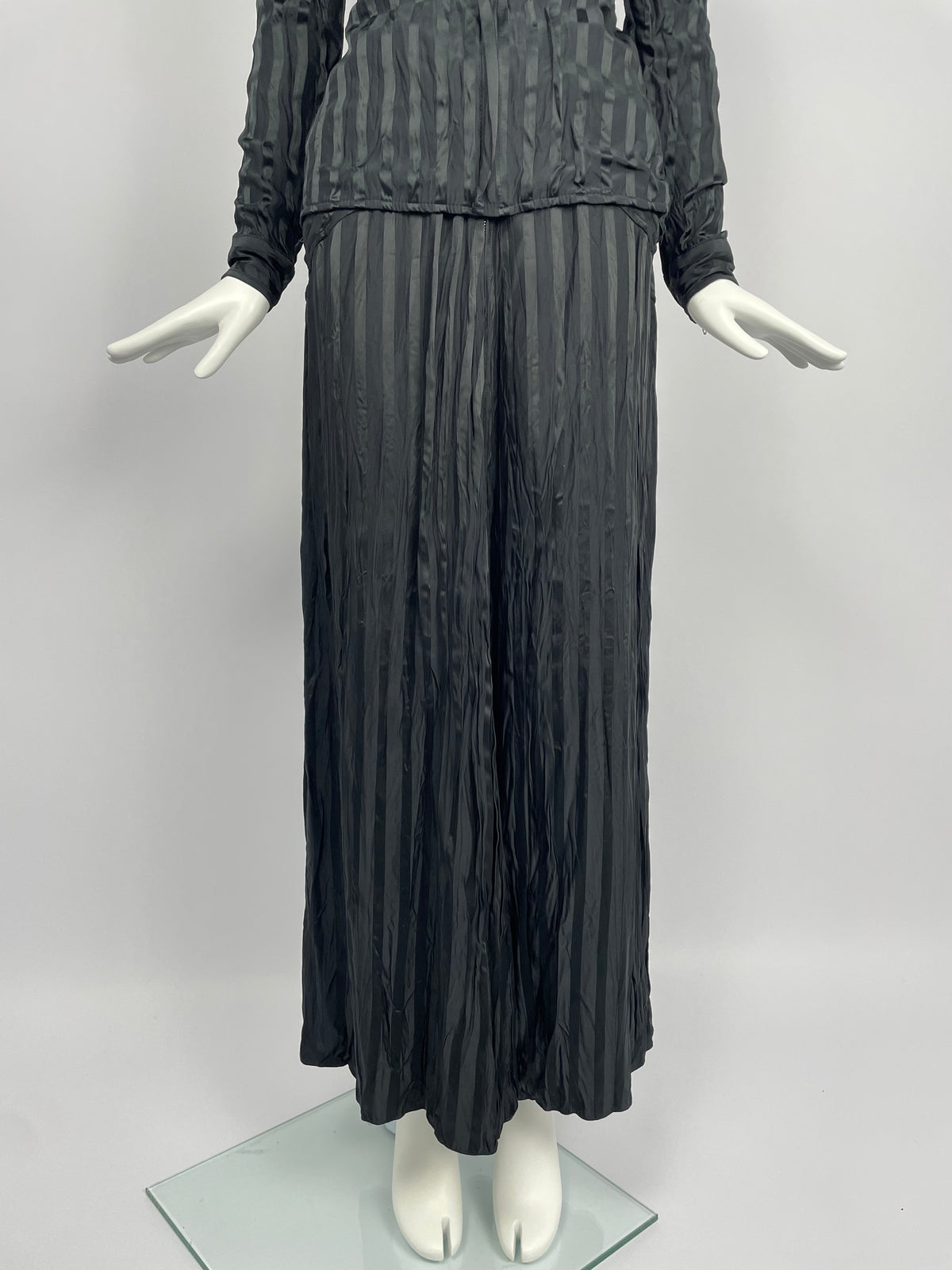 Jean Paul Gaultier 1990’s Wrinkled Satin Pinstripe suit