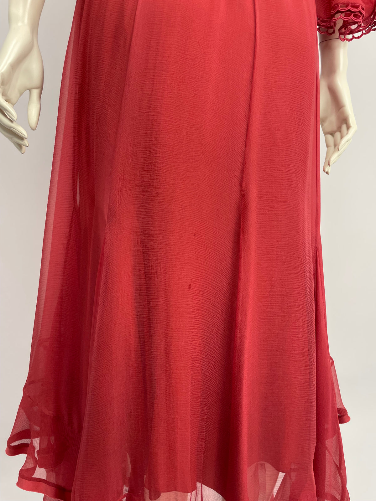 Chloé A/W 2017 red ruffled tie maxi dress.