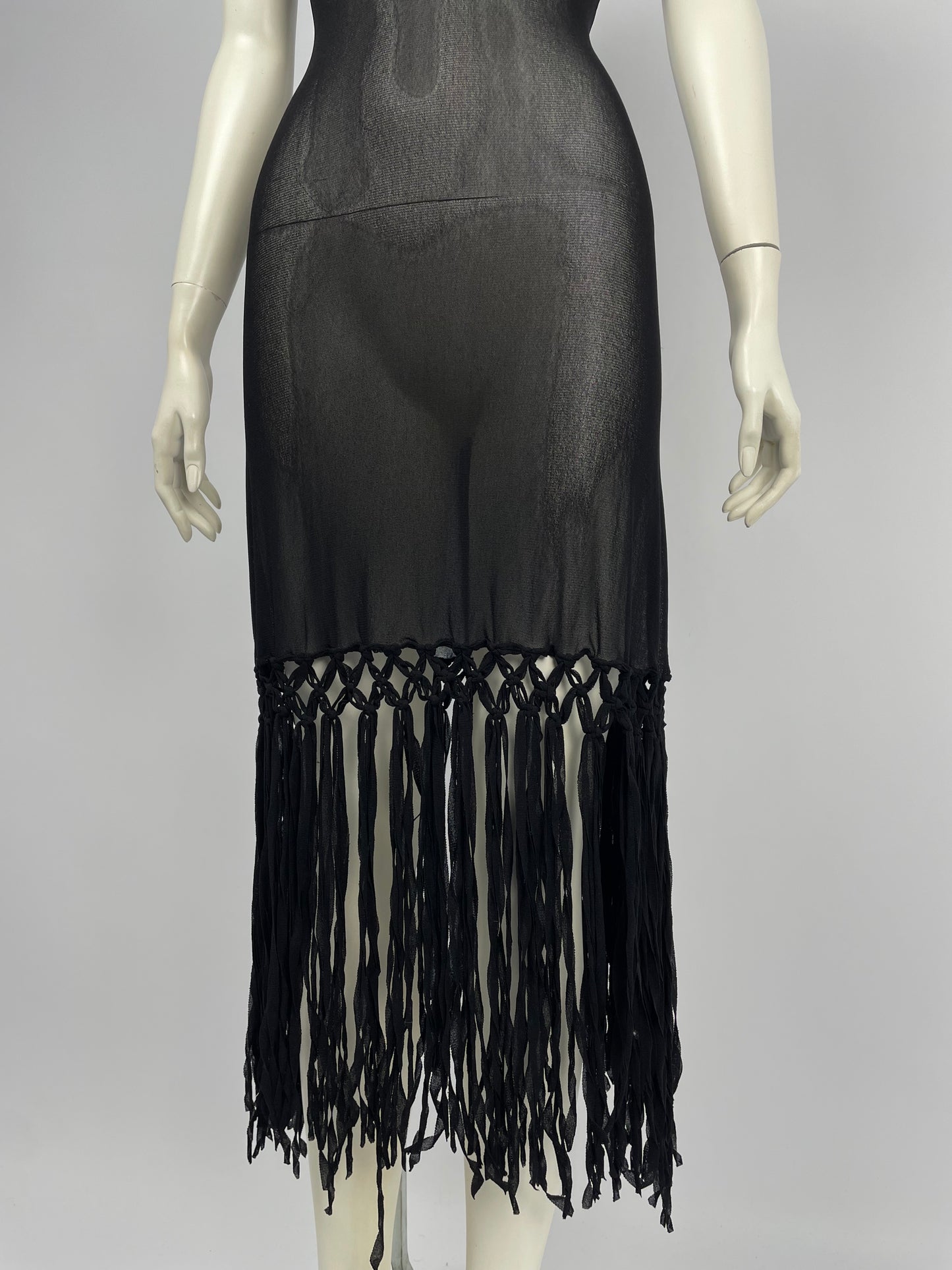 Jean Paul Gaultier 1990’s Fringes mesh maxi dress.