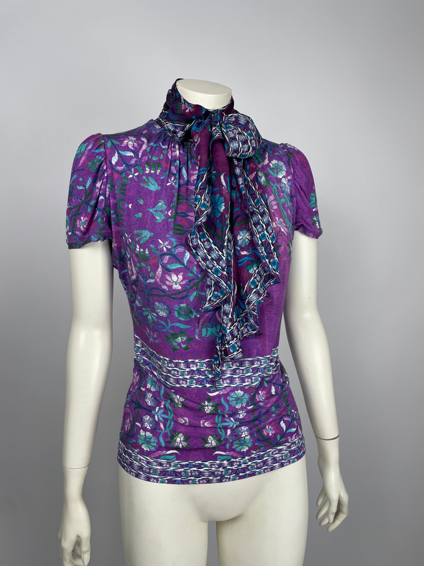 Roberto Cavalli 2008 flower print scarf blouse