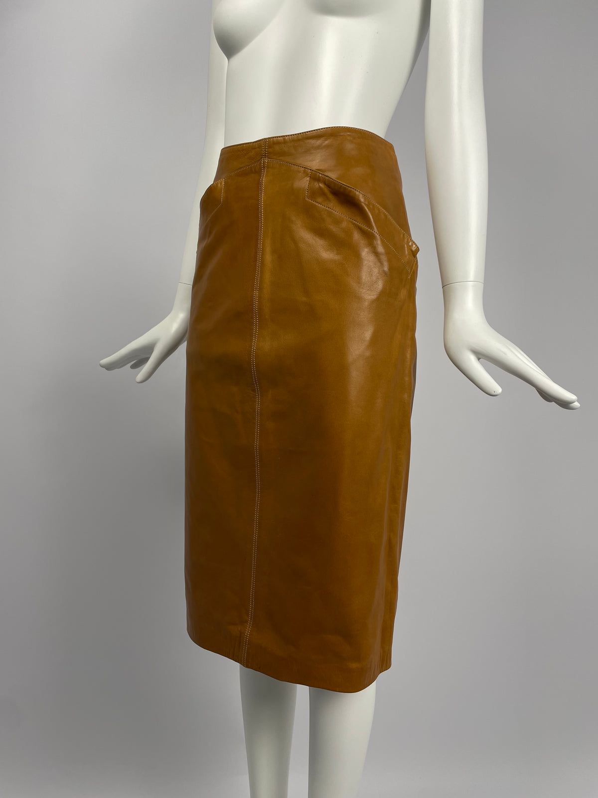 Claude Montana 1980's Ideal Cuirs leather skirt