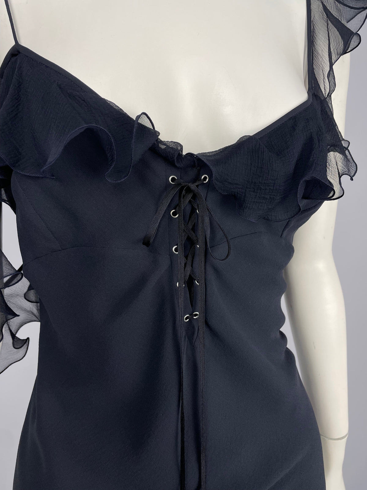 Dior by John Galliano S/S 2004 ruffled asymmetrical top.