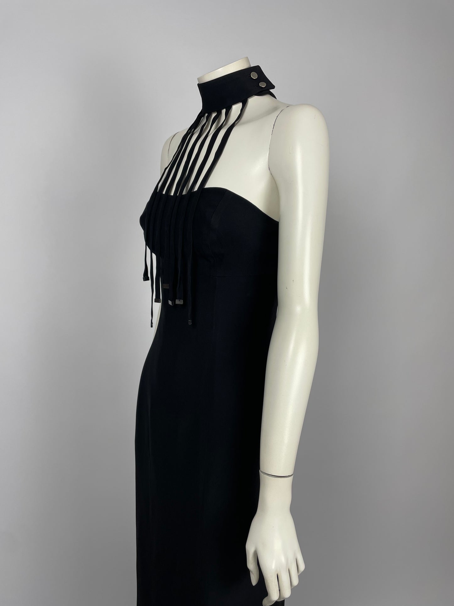 Claude Montana 1990’s metal fringes gown.
