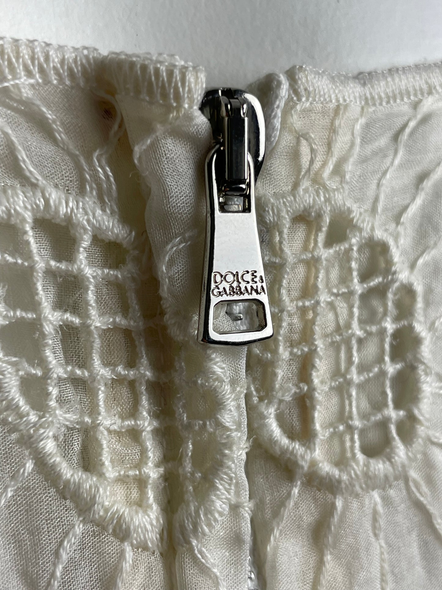 Dolce & Gabbana Cream Jacquard Lace Dress