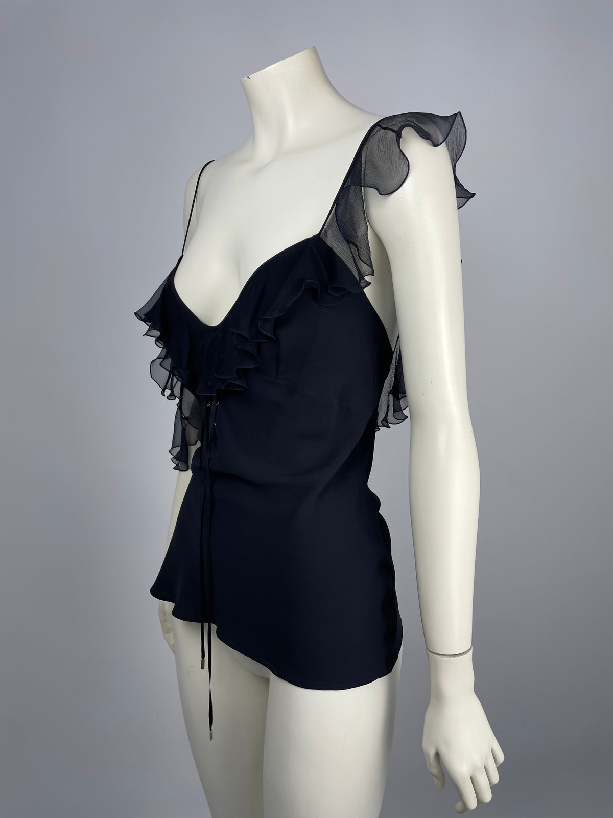 Dior by John Galliano S/S 2004 ruffled asymmetrical top.
